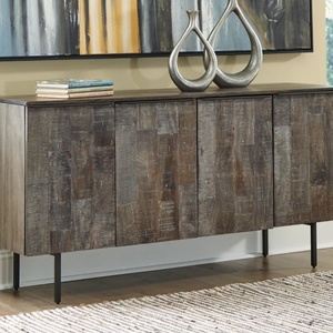 Meuble de rangement mural en bois massif Antique Home Madia, armoire latérale en bois avec porte - Product Image 5