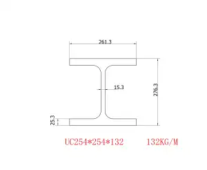 Aço em forma de H (EN10034:1993) UC254*254*132especifications276.3*261.3*15.3*25.3s355j2 preço do material de resistência a baixas temperaturas