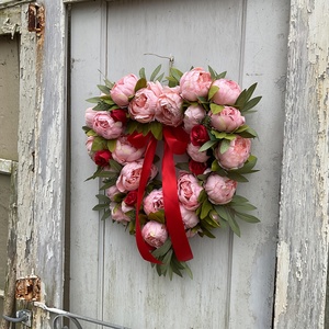 Corona de Peonías Rosadas en Forma de Corazón para una Entrada Romántica Sorpresa, Transforma Instantáneamente Tu Puerta Antigua en una Decoración con Temática Primaveral - Product Image 6