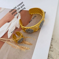 Ilona haute qualité rétro italien Buccetti artisanat cuivre brossé plaqué or zircone anneau Bracelet à la mode couleur bloc Bracelet