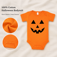 Produk Baru 100% Katun Baju Bayi Halloween Lengan Pendek Motif Labu Romper Bayi 0-24B