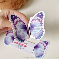 Carte de visite papillon avec code QR, découpe 3D, impression couleur, papier cartonné premium, logo personnalisé, vente en gros