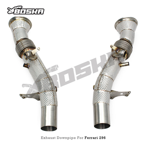ท่อไอเสียเทอร์โบดาวน์ไปป์ OEM สำหรับ Ferrari 296 GTB V6 3.0 ปี 2021-2024 ทำจากสแตนเลส Boska Exhaust พร้อมแคทตาไลติกคอนเวอร์เตอร์และแผ่นกันความร้อน - Product Image 6