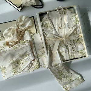 Пижама женская летняя с длинным рукавом и брюками, с принтом в лесном стиле, комфортная, премиум-класса - Product Image 2