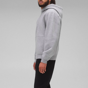 新デザイン メンズ 無地コート フルジッパー リブ裾 フード付きコート スリムフィット 100%ウール プラスサイズ メンズコート - Product Image 2