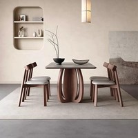 Ensemble de table et chaises de salle à manger en bois massif avec plateau en marbre rectangulaire moderne et luxueux, 6 à 8 places, meubles de cuisine complets, designs élégants noirs