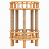 Torre para Gatos de Madera de 2 Niveles Kate Paradise B Circular con Barandillas Completas y 5 Postes de Sisal para Rascar, 43x43x10cm
