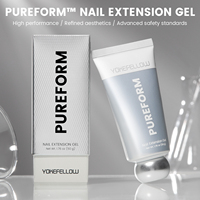 YOKEFELLOW Pureform PF08 Gel d'extension d'ongles 50g Sans HEMA ni TPO Gel poly noir longue durée pour salons de manucure professionnels