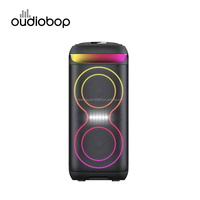 Sistema de Altavoces Profesional para DJ Oudiobop, Doble Woofer de 6.5 Pulgadas, Micrófono Inalámbrico Dual, para Bodas, Celebraciones, Fiestas al Aire Libre y en el Patio