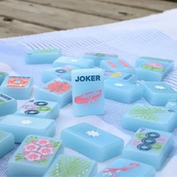 Ensemble de Mahjong en Acrylique Simple Couche Thème Vie au Lac, Gravé au Laser, Emballage Boîte en Carton, Idéal pour les Fêtes et les Jeux