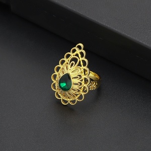Anillos de Dedo de Latón Chapados en Oro de 24K de Estilo Clásico con Rubíes y Zafiros de Jxx Fashion, Anillo de Boda para Mujer - Product Image 2