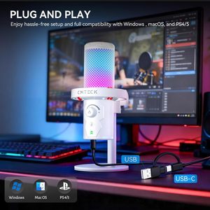 <span class=keywords><strong>Micrófono</strong></span> de Condensador USB RGB Blanco Profesional CMTECK XM560, <span class=keywords><strong>Micrófono</strong></span> para Juegos de Escritorio con Silenciador para Grabación en Estudio y Transmisión - Product Image 4