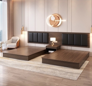 Juego de Muebles de Dormitorio para Hotel de <span class=keywords><strong>Cinco</strong></span> Estrellas, Habitación Estándar de Apartamento, Muebles Completos, Cama Doble, Cama Simple, Personalización - Product Image 1