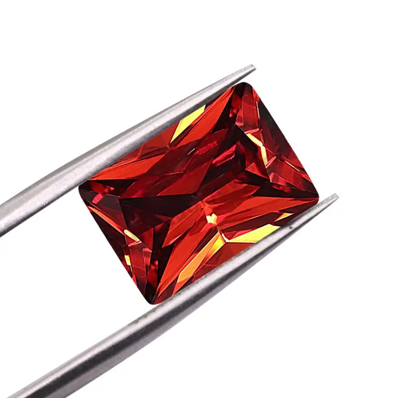 Bán Buôn Giá Thấp Máy Cắt Loose Đá Quý Cubic Zirconia Garnet Baguette Cắt Tổng Hợp CZ Đá Quý Cho Đồ Trang Sức