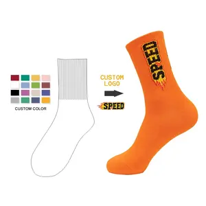 Mens Women Cotton Custom Crew Socks Custom Logo Unisex Basketball Bamboo Socks Men Crew Knitted Sublimation Crew Sock Blanks