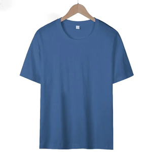 Ropa de calle personalizada de verano para hombre, 100% algodón, cuello redondo, manga corta, color sólido, camiseta ajustada - Product Image 2