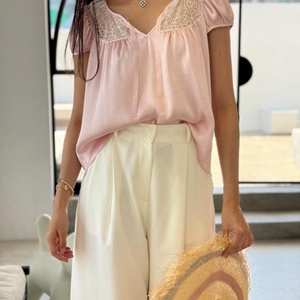 Blusas y Tops Franceses Nuevos al por Mayor para Mujer, con Mangas Cortas, Estilo Moderno, Tops de Verano para Mujer - Product Image 4