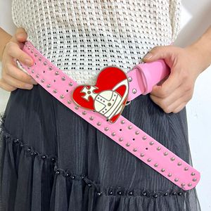 Millennium Spice Girls Y2K Vintage Gouttes En <span class=keywords><strong>Cuir</strong></span> Pu <span class=keywords><strong>Rouge</strong></span> Saturne Amour Alliage <span class=keywords><strong>Ceinture</strong></span> Décorative Femmes Design De Mode All-Match - Product Image 1