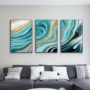 Resin Abstract Wall Art Gold Black Seascape Ocean Epoxy Resin Pared 3d Decoracion Cuadro Hand Painting Acrylic Art Painting