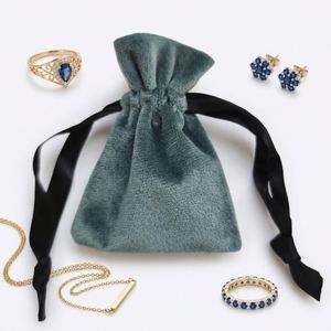 Sac en tissu à cordon en velours de coton imprimé avec logo personnalisé, mini sac à bijoux, sacs pour cadeaux de mariage, sacs d'emballage, sac anti-poussière - Product Image 1