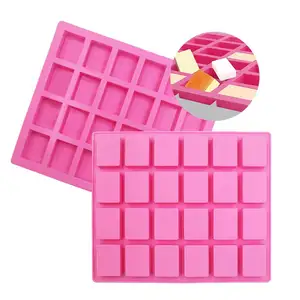 Soap Mold Cake Tools Easy to Clean 24 Cavities Opp Bag Moulds Durable Mini Silicon Rectangle Handmade Silicone Pink 20 Pieces