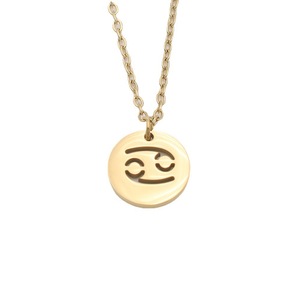 Constellation Pendant Necklace 18k Gold Plated Titanium Steel Chain For Women Everyday Wear Aquarius Taurus Leo Aries Pisces - Product Image 5