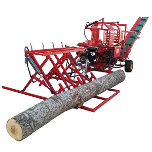 Factory direct sale diesel firewood processor log splitter fire wood cutting saw 19hp 42 ton chainsaw type with all accessories