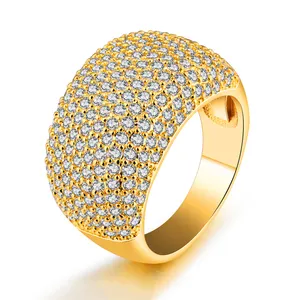 2020 nueva llegada 18K árabe saudí de cobre chapado en oro diseño mujeres Micro Pave CZ de moda de cobre anillo