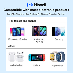 Miccell ที่ชาร์จโทรศัพท์30W Type C ที่ชาร์จเร็วอะแดปเตอร์ USB ติดผนังพร้อม<span class=keywords><strong>สาย</strong></span><span class=keywords><strong>ชาร์จ</strong></span>เร็ว Type C ถึง C แบบถัก - Product Image 3