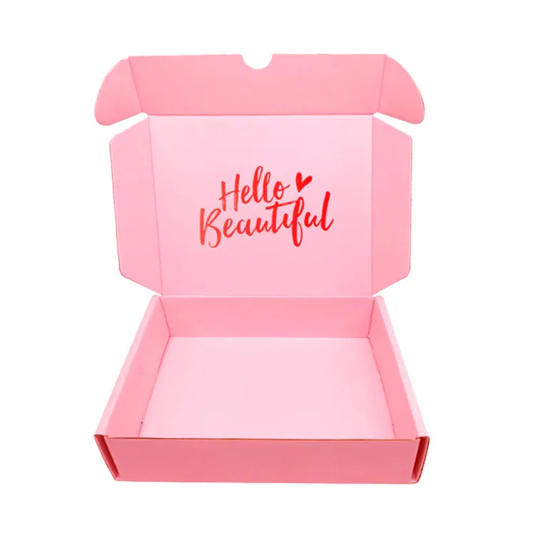 छोटे व्यवसाय के लिए कस्टम ब्रांड लोगो पैकेजिंग कार्टन बॉक्स काजस नालीदार मेलर कपड़े गुलाबी शिपिंग बॉक्स