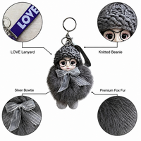 Porte-clés en fourrure de renard mignon, poupée en peluche, breloque de sac, pendentif animal moelleux, anneau porte-clés en fourrure douce, personnalisable OEM ODM, vente en gros