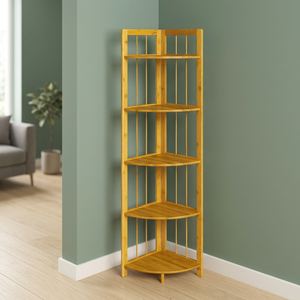 Organisateur d'angle multifonctionnel portable en bambou ERKUGO de qualité supérieure, 5 niveaux, 130x30cm - Product Image 2