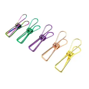 personalized colorful stainless steel clothes peg pins binder Spring Small Fish Clip Metal Skeleton file Binder Paper Clips