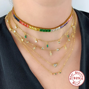 สร้อยคอพร้อมจี้ ROXI ชุบทอง 18K เงินแท้ 925 ประดับเพชรทรงสี่เหลี่ยมหลายเม็ด - Product Image 6