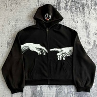 Sweat-shirt à capuche en coton 100 % personnalisé MH1157, lavé à l'acide, impression numérique, style ample, veste zippée, sweat-shirt rétro pour homme
