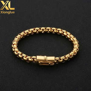 Nouveauté - Bracelet en Chaîne à Maillons en Acier Inoxydable Plaqué Or 18K - Forme de Perle Carrée - Cadeau pour Homme - Product Image 3