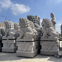 Sculpture d'animaux de jardin pour décoration de porte, chien Foo Fu en pierre de granit gris clair, hauteur 250 cm, statue de lion à vendre