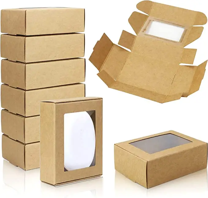 Smallbrown Kraft Paper Soap Hadir Kotak Hadiah Suguhan untuk Permen Roti, Kemasan Cokelat Tampilan Perhiasan Pesta Pernikahan Kebaikan