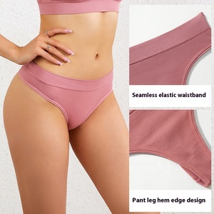 Bikini perizoma donna personalizzato all'ingrosso a righe tinta unita vita bassa un pezzo ad asciugatura rapida T-back mutandine traspiranti - Product Image 5