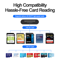 Lecteur de carte USB 3.0 haute vitesse V30 pour cartes TF/SD, interface USB Type-C, utilisation externe pour téléphones et ordinateurs portables