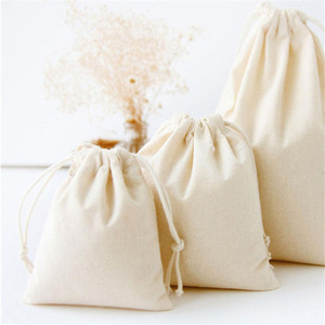 Custom Eco Friendly Organic Muslin Cotton Pouch Promotional <b>Small</b> White Calico Cloth Canvas <b>Drawstring</b> <b>Bag</b> With Logo Printed - Product Image 2