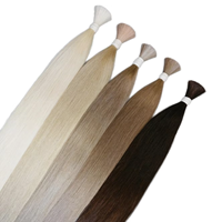 Extensions de cheveux humains vierges vietnamiens doublement étirés, épaisses et pleines aux pointes, couleur blond glace