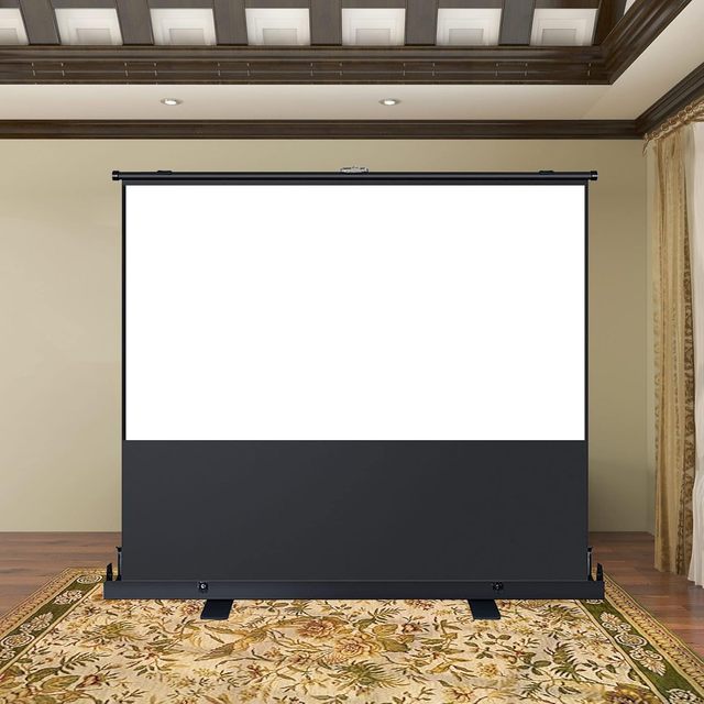 HEYU Manual Pull up Rising 120'' Inch 4:3 Customized Matte White Electric Floor Projector Screen with Stand