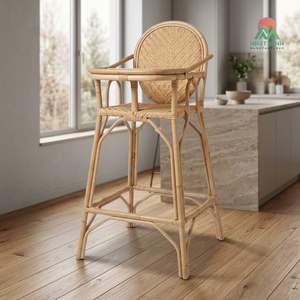 Silla Alta para Bebé Nhat Minh de Ratán, Respaldo Redondo, Estilo Tropical, Ecológica, para Uso en Interiores - Product Image 3