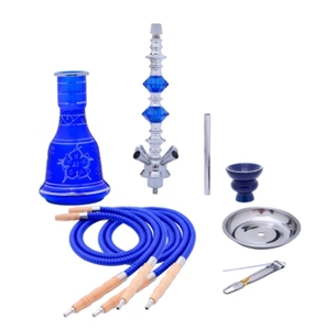 Juego de Cachimba Portátil Ecológico de 22 Pulgadas con Barra de Espejo Azul, Roja y Negra, 4 Mangueras, Base de Plástico, para Fiestas, Cumpleaños - Product Image 2