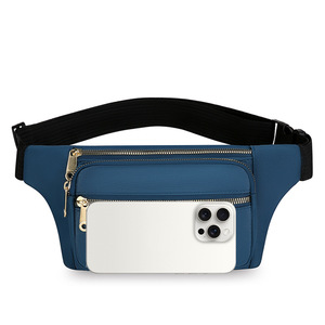 Riñonera Unisex de Tela Oxford con Cierre de Cremallera, Bolsillo para Teléfono Celular, Uso Diario, Color Azul Oscuro, Diseño Resistente al Agua - Product Image 1