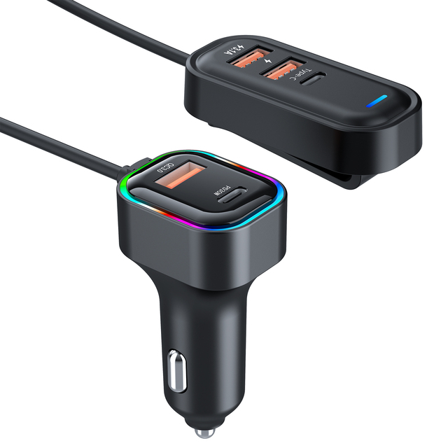 3 in 1 USB Car Charger Fast Charging Type C PD 65W Charge for Samsung Huawei iPhone Quick Charging