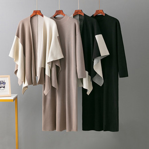 ชุดเดรสสเวตเตอร์ถักแบบลำลองสำหรับผู้หญิงชุดเดรส2ชิ้นสำหรับฤดูใบไม้ร่วงและฤดูหนาว - Product Image 2