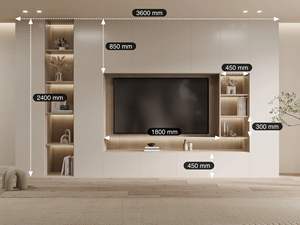 Meuble TV mural sur mesure en matériaux écologiques – Remplissage complet du meuble TV mural - Product Image 6