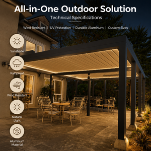 Pergola Bioclimatica in Alluminio Motorizzata con Lamelle Orientabili, Impermeabile, Resistente al Vento, Personalizzabile, Eco-Friendly per Esterni - Product Image 6